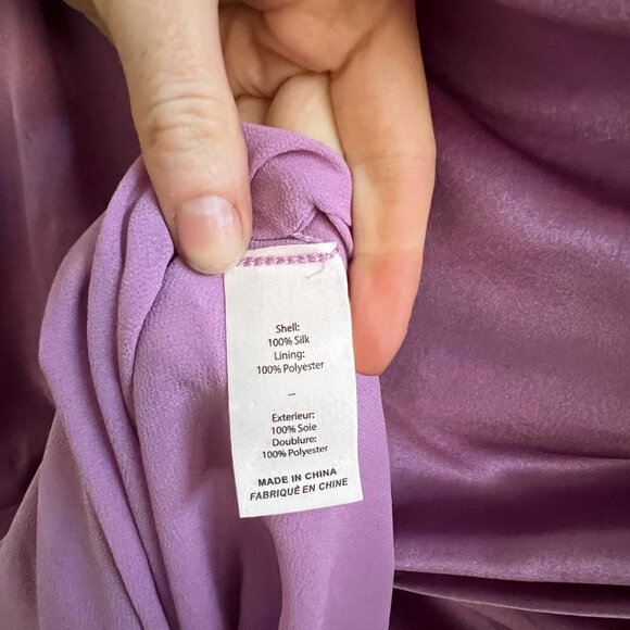 NEW Cinq A Sept 100% Silk Lavender One Shoulder Ruched Asymmetric Dress - Picture 8 of 10